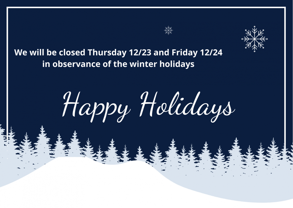 Photo for Closed in observance of winter holidays
